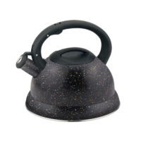 Свирещ чайник HAUS ROLAND HR-724C, 3 литра, стомана, пластмасов капак, хромиран кант, черен мрамор