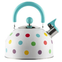 HR736-4 2.5L Стоманен свирещ чайник,синя дръжка с цветни точки