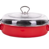 Тава и тенджера с капак 2в1 ZEPHYR Stone Line ZP 1222 DE30C, 30 см, Каменно покритие, Индукция, Червена