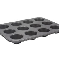 Форма за мъфини и кексчета ESPERANSA ES 1223 GS, 12 гнезда, Незалепващо покритие, Стомана, Черен