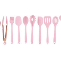 XJ-09C003C-1-10PC Силиконов комплект за готвене , 10 части / розов