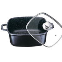Тенджера с капак PETERHOF PH 15830-28, 28 см, 6.3 литра, покритие Granite, Черен