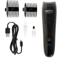 Вакумен тример за брада Camry CR 2833, Безжичен, LCD дисплей, USB зареждане, 2 приставки, Черен