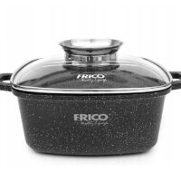 Тенджера с дозатор за мазнина FRICO FR 4402, 24х28х14 см, 4.4 литра, Мраморно покритие, Черен