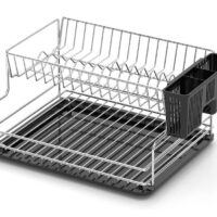 СУШИЛНИК ЗА СЪДОВЕ TEKNO TEL KB-005BP , 2 нива , хром-черно , 42 x 30 x 21 см