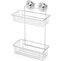 Етажерка за баня на две нива TEKNO TEL TR DM 256, 25х15х38 см, Вакуум, Сребрист