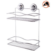 Правоъгълна етажерка за баня и кухня TEKNO-TEL DM 042, 2 нива, Вакуум, Сребрист