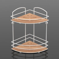 Ъглова етажерка за баня TEKNO TEL BK-074W , 2 нива , дърво