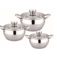 Комплект тенжери HAUS ROLAND , HR-113-1 , 3 броя, с капак, ф18, 20, 24см, огледален инокс