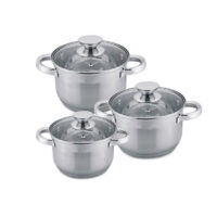 Комплект тенжери HAUS ROLAND, HR-131-4 , 3 броя, с капак, ф24, 26, 28см, инокс, мат