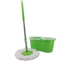 Въртящ се моп SAPIR SP 1120 BM1, 2 микрофибърни глави, Центрофуга, Стоманена дръжка, Зелен