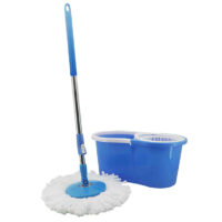 Въртящ се моп SAPIR SP 1120 BM1, 2 микрофибърни глави, Центрофуга, Стоманена дръжка, Син
