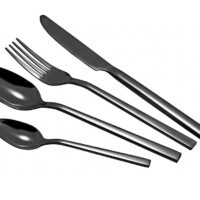 Комплект прибори за хранене ZEPHYR ZP 1512 ZB24, 24 части, Неръждаема стомана, Черен