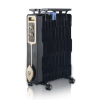 Радиатор ZEPHYR ZP 1971 G11, 2500W, 11 ребра, 3 степени, Поставка за дрехи, Регулируем термостат, Черен