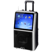 Караоке тонколона ZEPHYR ZP 9999 E, 15″ цветен LED дисплей, Bluetooth, MP3, 2 бр. безжични микрофона, Черен